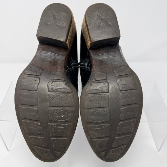 Pikolinos Black Leather Boots Womens Size 8.5 39 Crocodile Embossed Studded - Picture 6 of 7